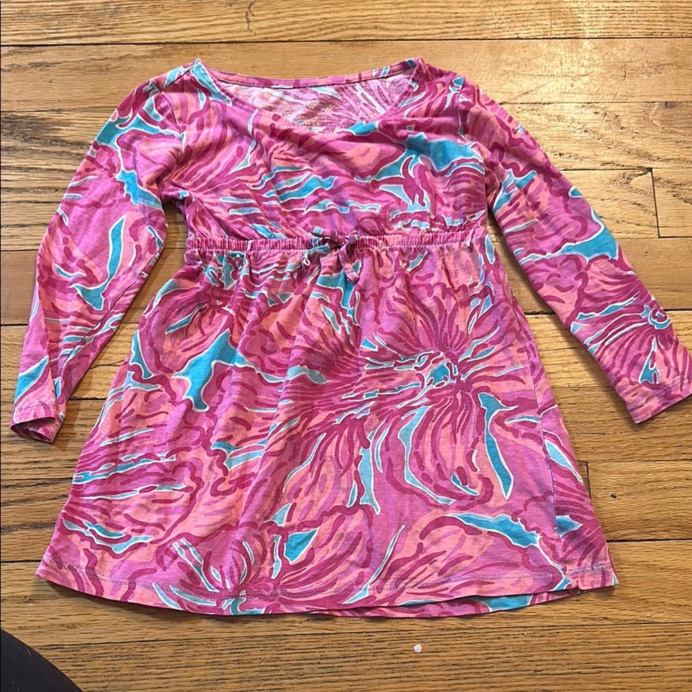 Lilly Pulitzer floral dress coverup xs 2-3 beach swim